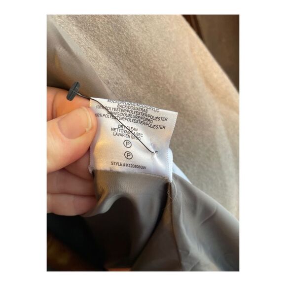 Karen Millen Long Coat Grey Wool Contast Faux Fur Upper Sz 10 - Picture 15 of 16